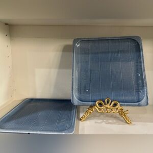 Two beautiful square blue ceramic ciao Italia by Bellini serving platters